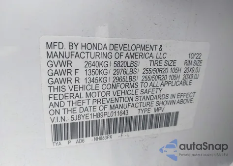 2023 Acura Mdx Advance Package из США, поврежденный, VIN 5J8YE1H89PL011643